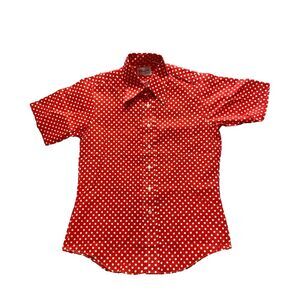 VTG Now Breed by Campus Shirt Adult Medium 15.5 Polkadots Tapered Retro 70s Mens